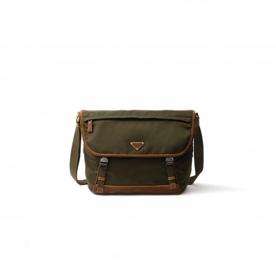 PRADA LARGE RE-NYLON AND SUEDE SHOULDER BAG 2VD052 (30*29.5*14.5cm) 